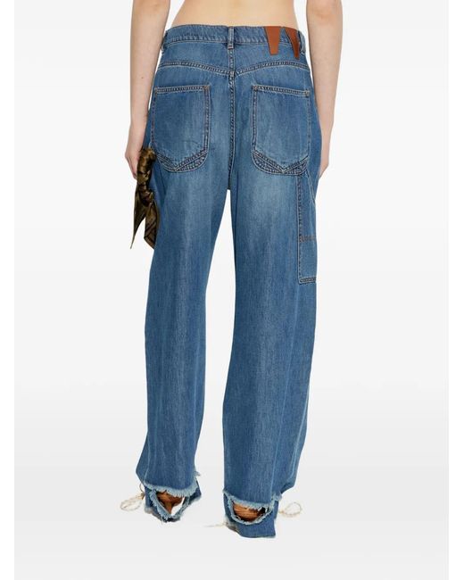 DARKPARK Blue Scarf-Detail Belt-Loop Jeans