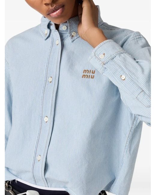 Camicia A Righe di Miu Miu in Blue