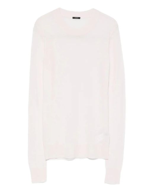 Joseph White Cashmere Crew-Neck Sweater