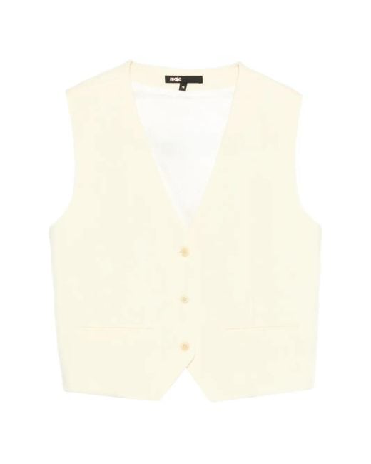 Chaleco Sin Mangas Con Botones Maje de color White