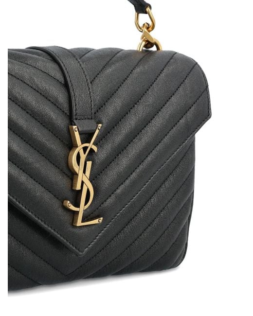 Saint Laurent Black Logo-Plaque Leather Shoulder Bag