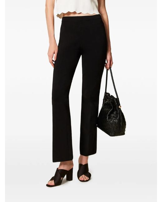 Twinset Black Flared Knit Trousers