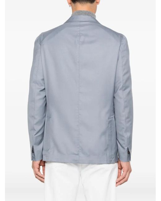 Eleventy Blue Patch-Pocket Single-Breasted Blazer for men
