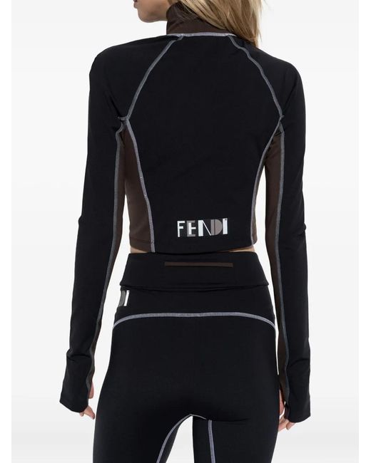 Fendi Black Zip-Up Contrast Sweater