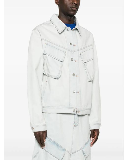 Marcelo Burlon White Denim Cargo Jacket for men