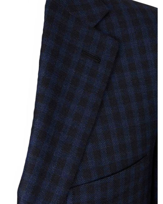 Brioni Blue Check Wool-Blend Blazer for men