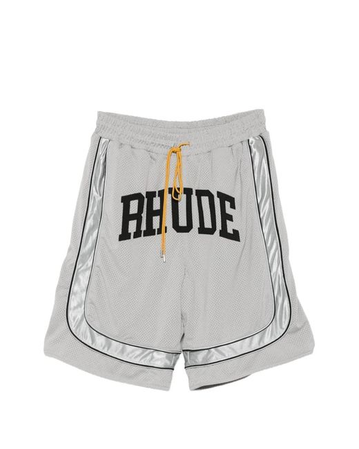 Rhude White Logo-Print Shorts for men