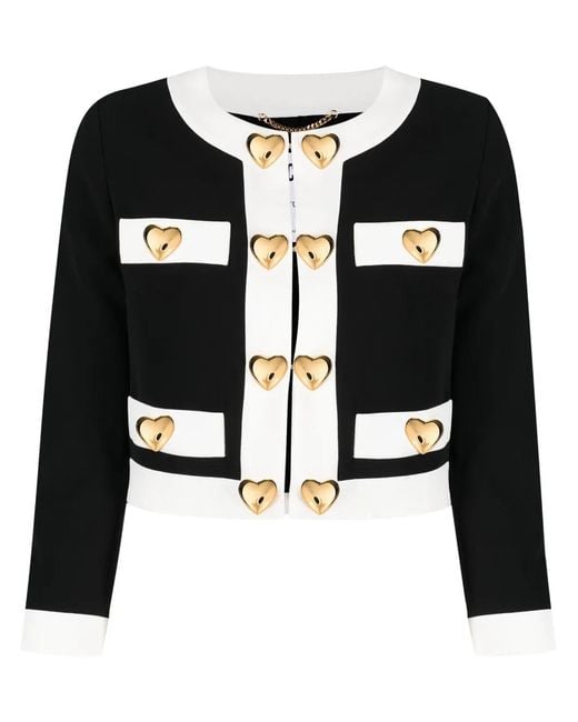 Moschino Black Heart-Embellished Cropped Jacket