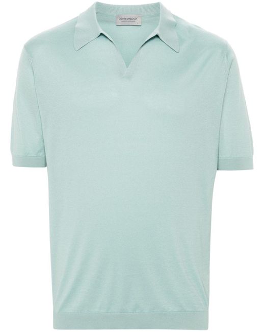 John Smedley Blue Noah Cotton Polo Shirt for men