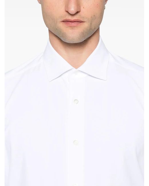 Mazzarelli White Piqué-Weave Shirt for men