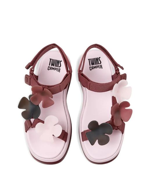 Camper Pink Pelotas Flota Up Flower-Appliqué Sandals