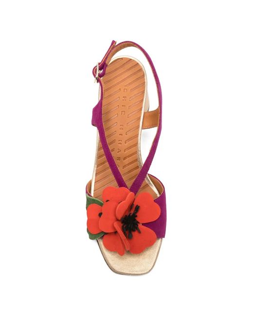 Chie Mihara Red Sandales À Fleurs