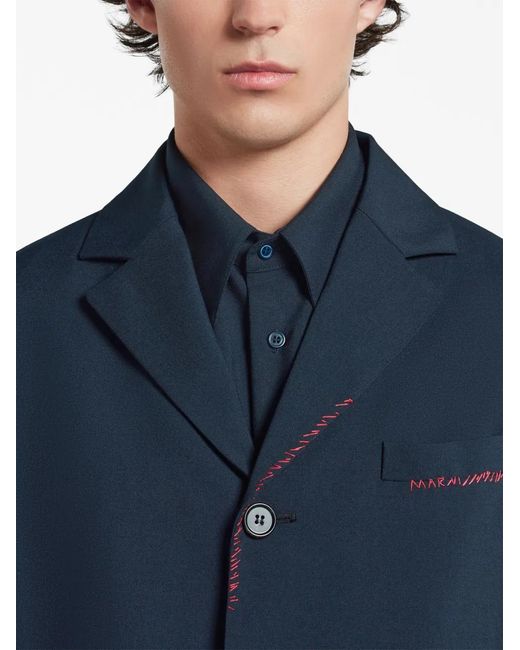 Marni Blue Blazer With Mending for men