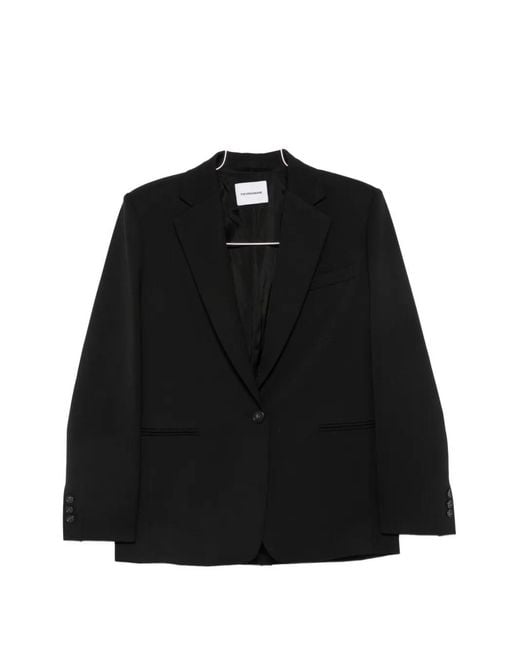 ANDAMANE Black Single-Breasted Notched-Lapels Blazer