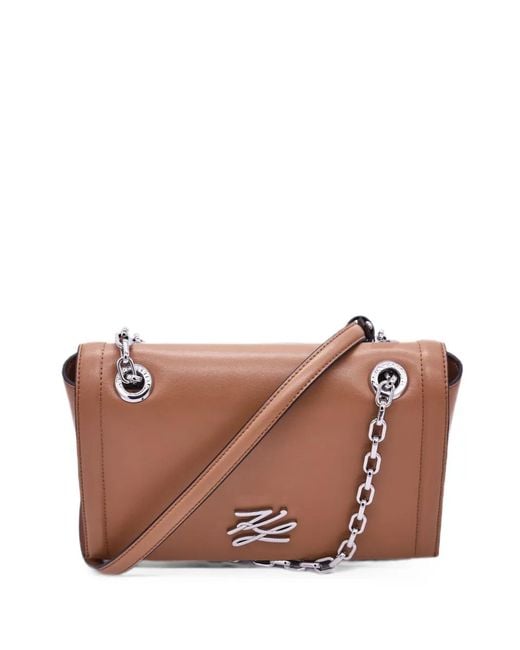 Karl Lagerfeld Brown K/Autograph Chain-Strap Cross Body Bag
