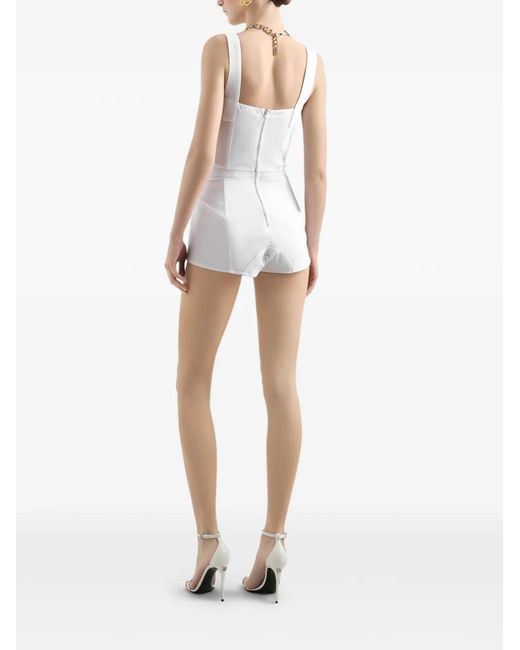 Dolce & Gabbana White Jacquard Corset Bustier