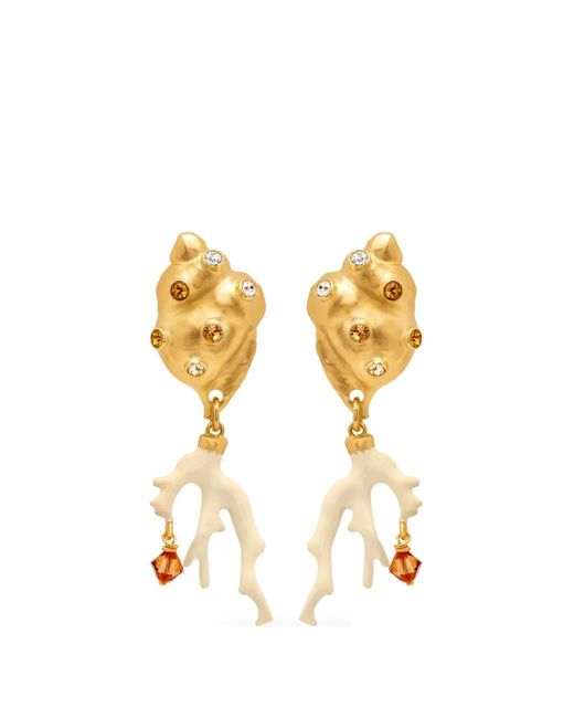 Oscar de la Renta Metallic Shell Drop Earrings