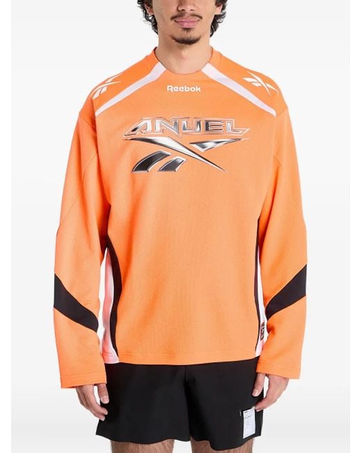 Reebok Orange Anuel Logo-Print Sweatshirt for men