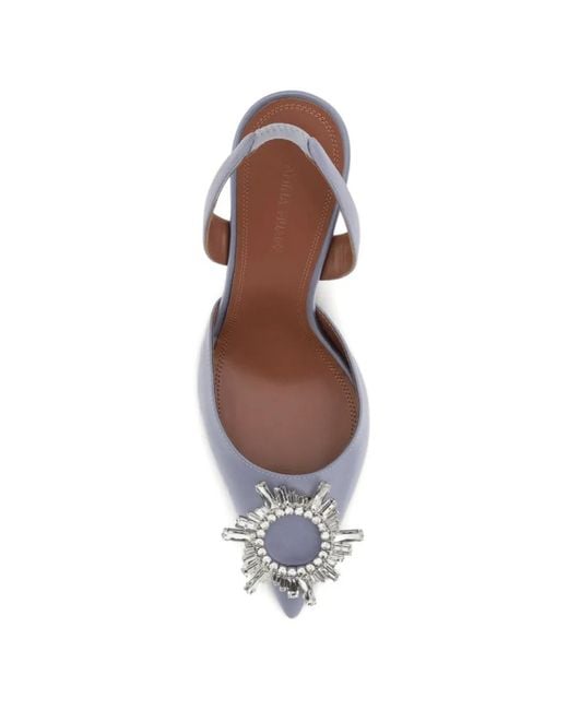 AMINA MUADDI White Embellishment Slingback Pumps