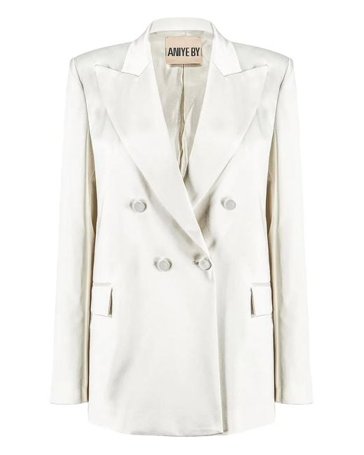 Aniye By White Peak-Lapel Double-Breasted Blazer