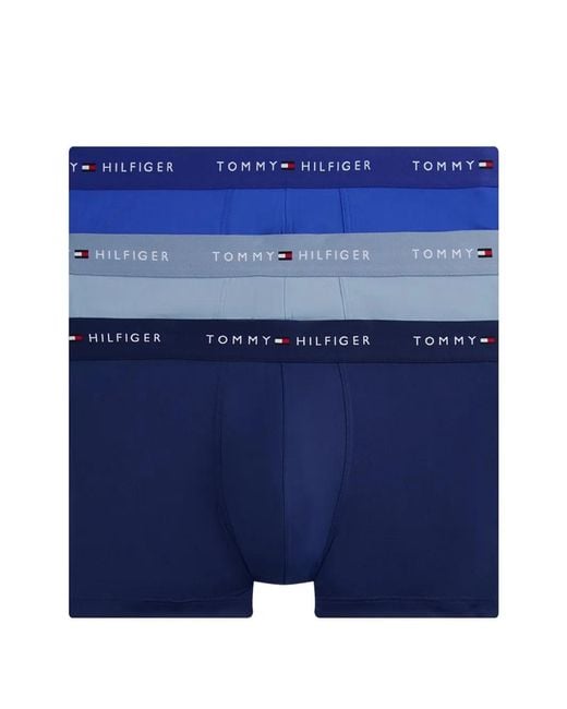 Tommy Hilfiger Blue Logo-Waistband Boxers (Pack Of Three) for men