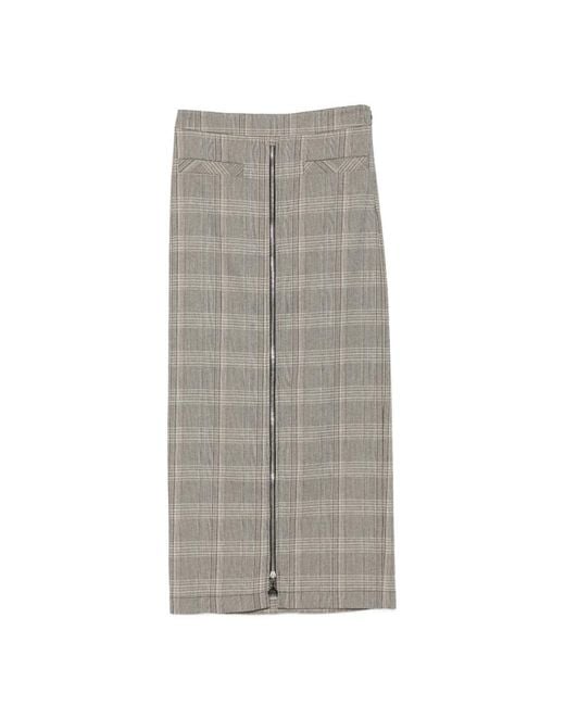 Patrizia Pepe Gray Check-Print Zip-Fastening Skirt