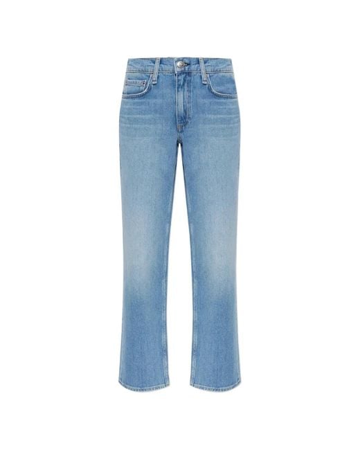 Rag & Bone Blue Faded Straight-Leg Jeans