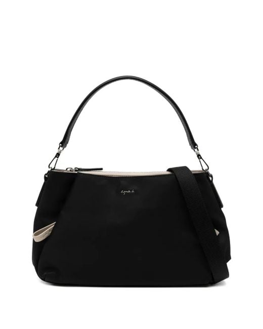 Agnes B. Black Mini 2-Way Tote Bag