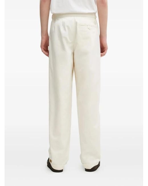 Fred Perry White Pleated-Front Trousers for men