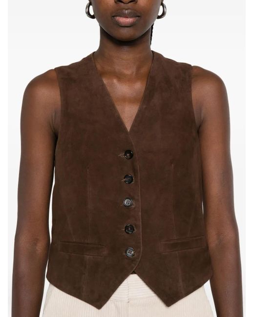GIUSEPPE DI MORABITO Brown Button-Fastening Suede Waistcoat