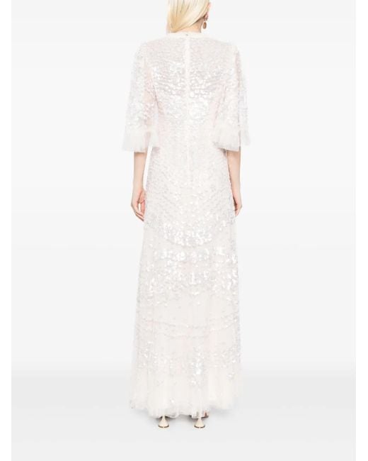 Abito Da Sera Anais Con Paillettes di Needle & Thread in White