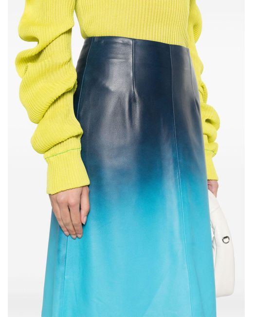 Arma Blue Gradient-effect Leather Skirt