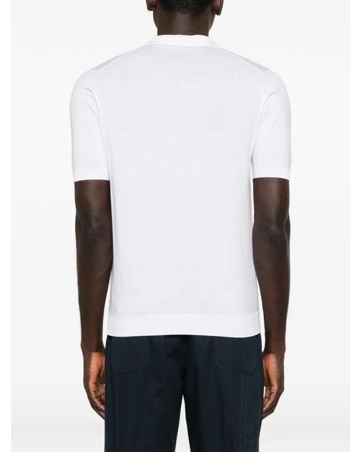Fedeli White Polo-Collar T-Shirt for men