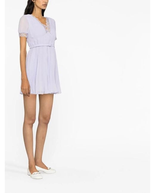 Self-Portrait Blue Lilac Chiffon Mini Dress