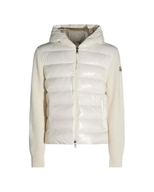 Moncler White Quilted-Panel Waffle-Knit Jacket for men
