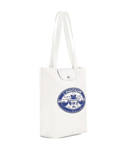 Borsa Tote Le Pliage Media di Longchamp in White