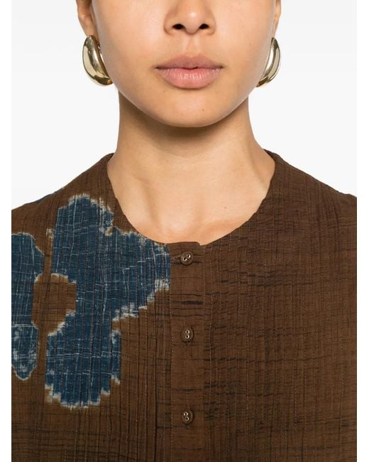 Yavi Brown Tita Pleated Midi Dress