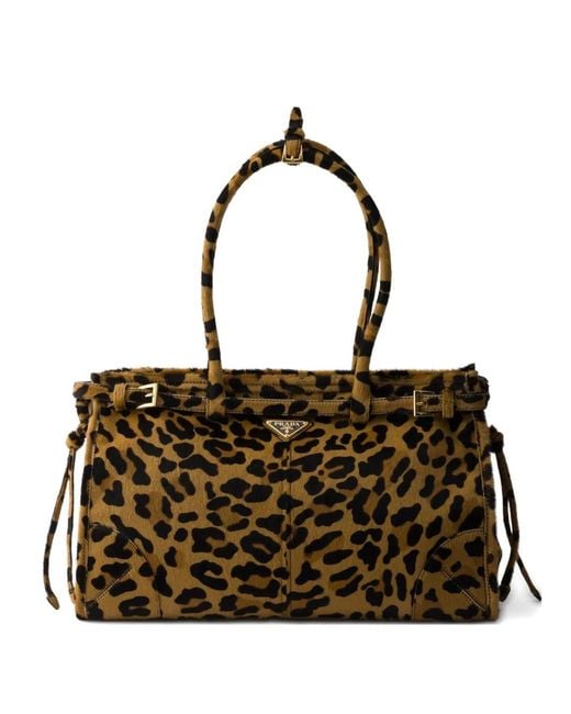 Prada Brown Large Bonnie Printed Tote Bag