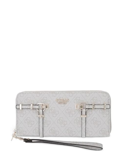 Guess White Monogram-Print Buckled Wallet