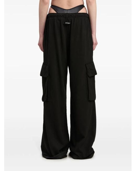 Palm Angels Black Wide-Leg Cotton Cargo Trousers