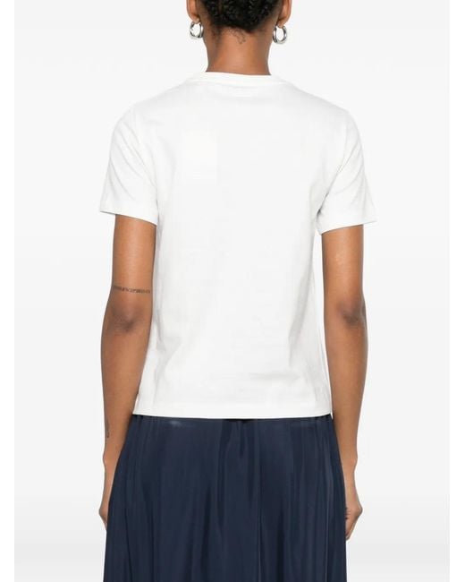 Gant White Logo-Embroidered T-Shirt