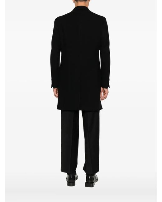 Tagliatore Black Single-Breasted Coat for men