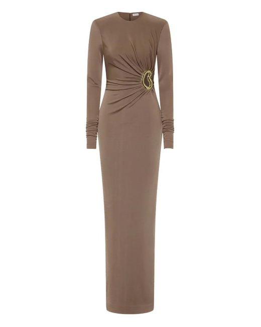 Rebecca Vallance Brown Misha Long-Sleeve Ring-Detail Maxi Dress