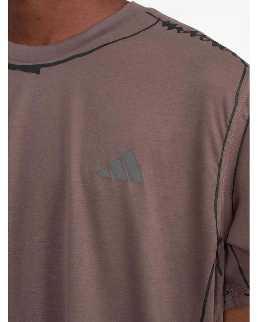 Adidas Gray T-Shirt À Logo Imprimé for men