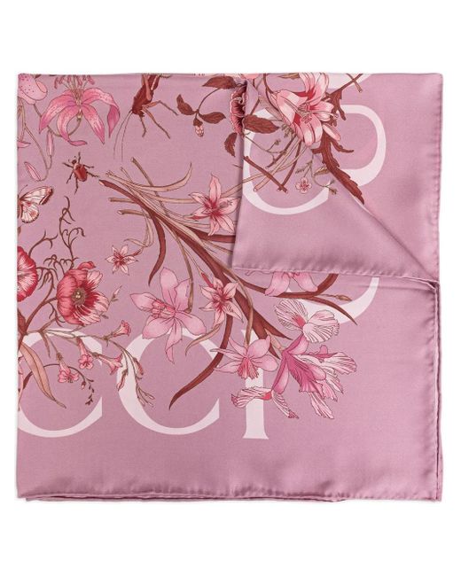 Gucci プリント シルクスカーフ Pink
