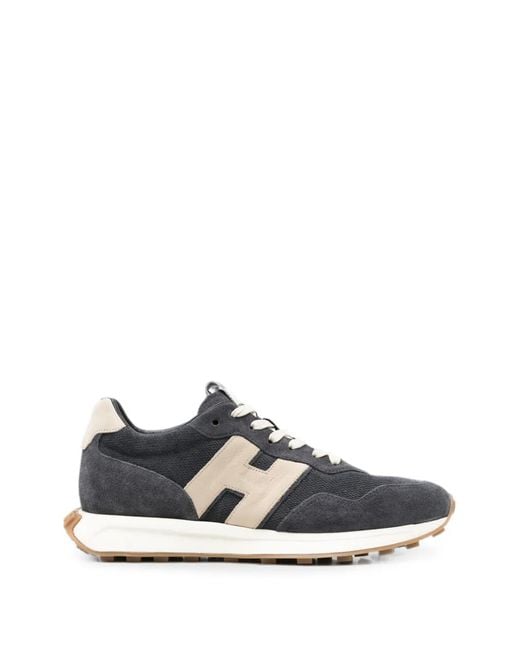 Hogan White Logo-Patch Panelled Sneakers for men