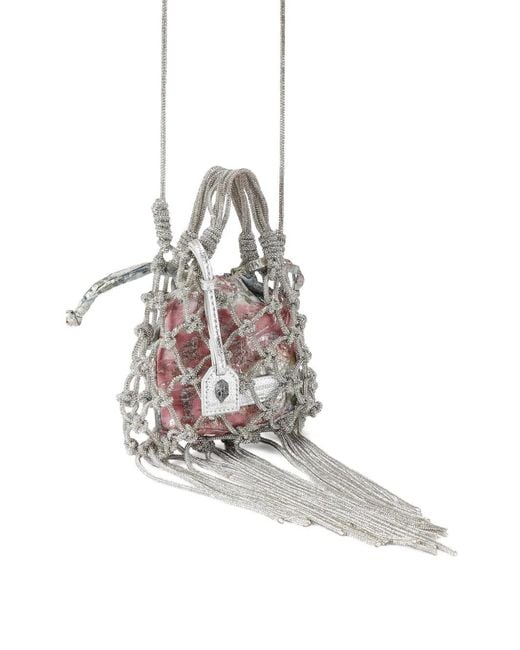 Kurt Geiger White Mini Macrame Handbag