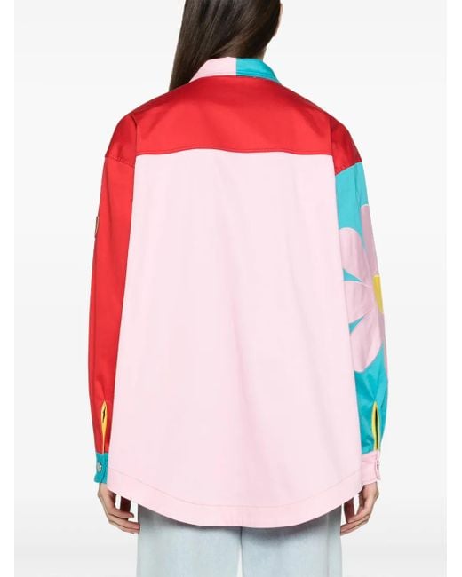 Moschino Blue Graphic-Print Panelled Shirt