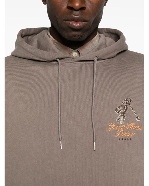 Drole de Monsieur Gray Logo-Embroidered Hoodie for men