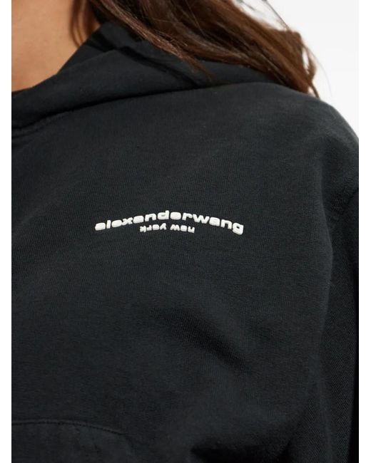 Alexander Wang Black Logo-Print Zip-Up Hoodie